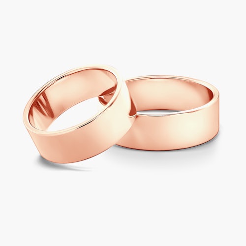 Obrączki ślubne: różowe złoto, płaskie, 7 mm